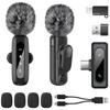 PAKESI Wireless Microphone, 2-Pack Mini Microphone, Wireless Lavalier Microphone, Lapel Microphone for Recording, Plug and Play, Clip-on Microphone