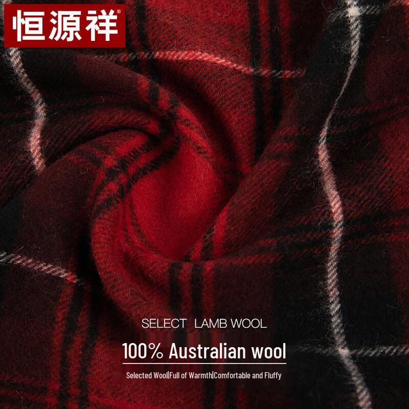 Hengyuanxiang 100% Pure Wool Tartan Scarf