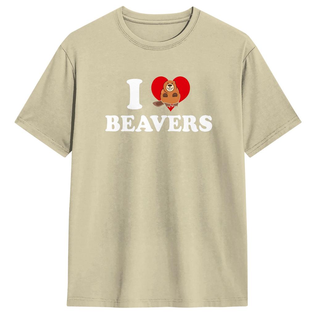 I Love Beavers TShirt Unisex  Vintage T Shirts Summer O Neck Fashion Tee Shirt Hot Sale Oversized Clothes
