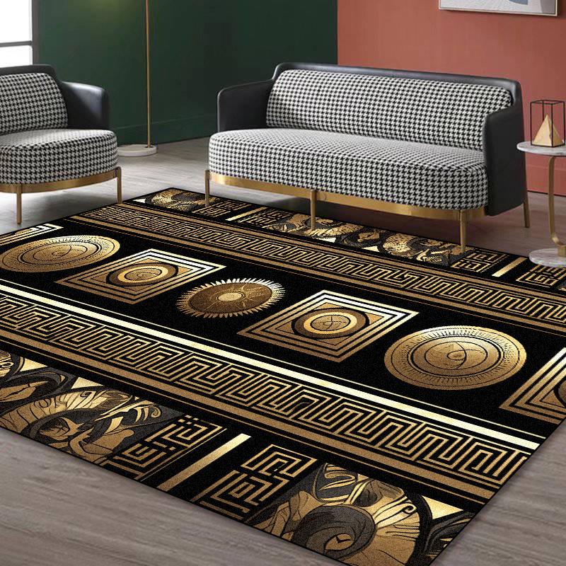 Nordic Style Large Rugs for Living Room Luxurious Black Gold Decoration Non-slip Fioor Mats Bedroom Cloakroom Soft Fluffy Carpet