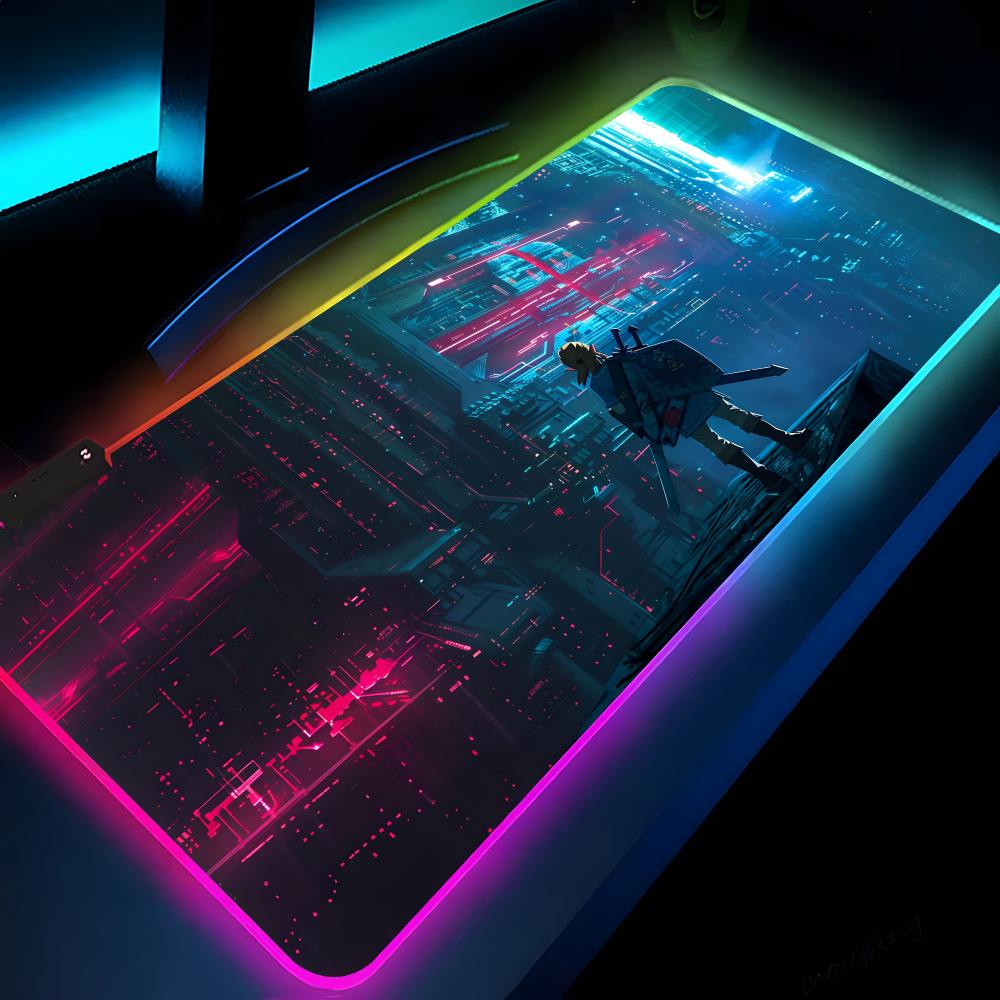 The L-LegendS of ZeldaES Mouse Pad Gaming LED 700x300 Mouse Mat Mousemats Table Video Game Pads PC Desk Mat RGB Keyboard Mat XXL