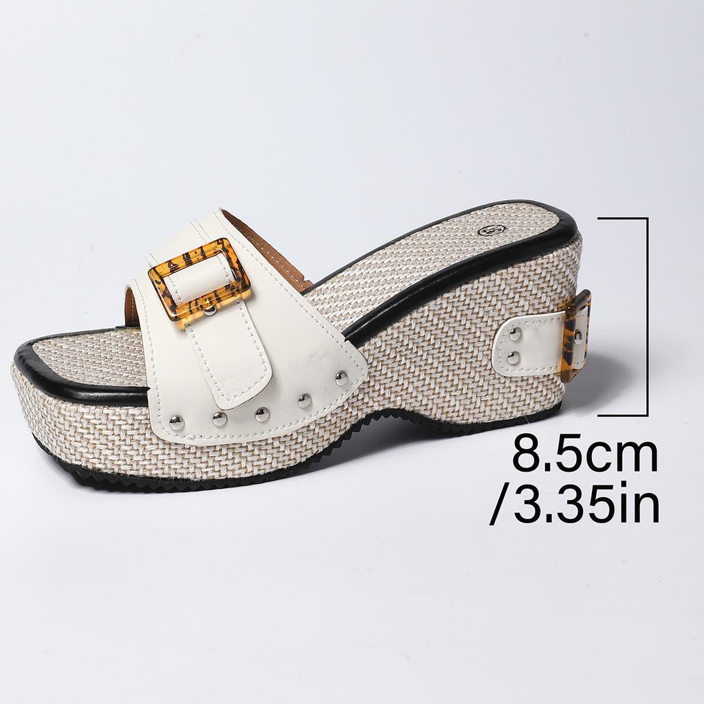 Women's Slippers 2025Summer New Platform Sandals Retro Metal Buckle Slippers Designer Wedge Sandals for Women Casual Beach Shoes