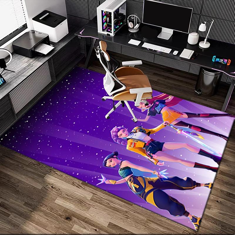[1pc Kpop Demon Hunters Office Chair Carpet] Digital Printed Area Rug for Home & Game Room Use, Soft Indoor Sofa Chair Mat