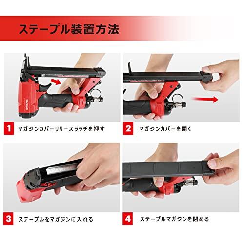 WORKPRO Air Nailer with 1000 Staples, Safety Lock to Prevent Misfires, Standard Pressure, Lightweight, Compact, 360° Exhaust Adjustment, C-Shaped Repl