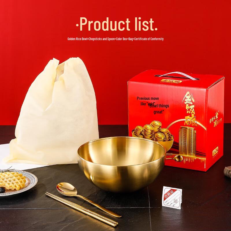 Happy Chef Zlatá nerezová rýžová miska a jídelní hůlky Dárková sada
