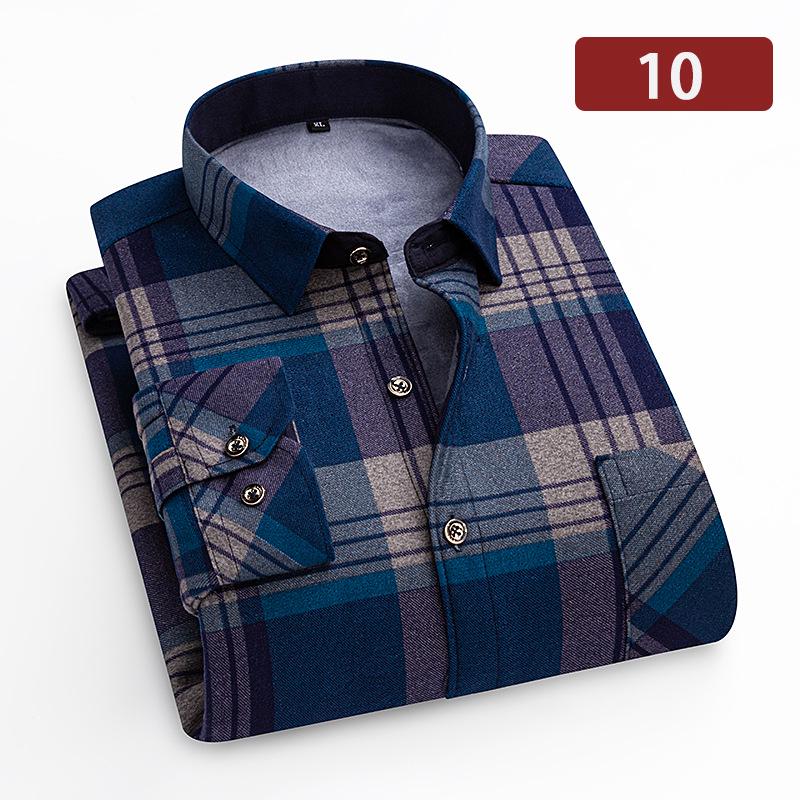 Camicia a quadri con pile double-face a maniche lunghe da uomo per autunno e inverno