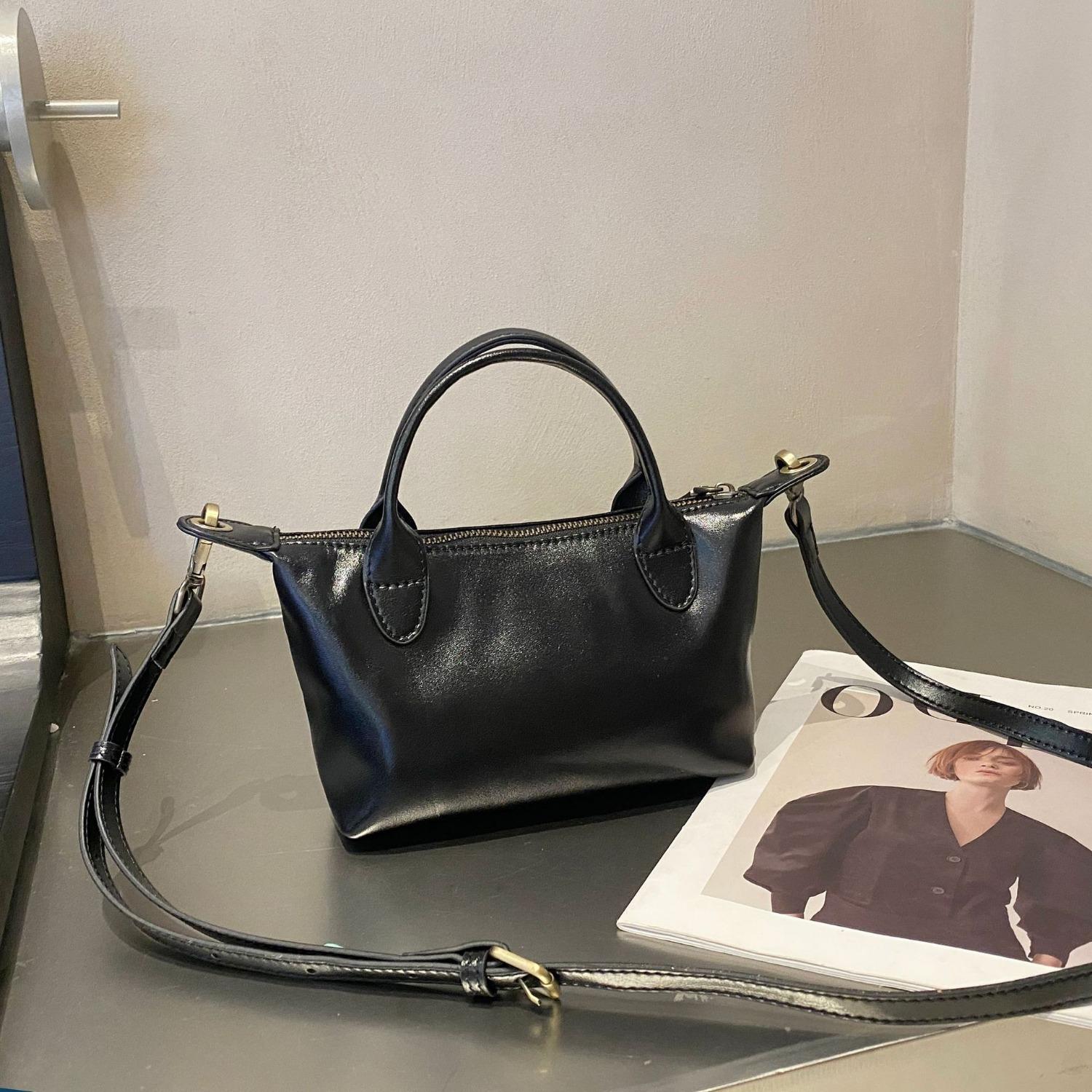 Сумка через плечо из коровьей кожи, новая, универсальная, популярная, модная, мягкая, женская, кожаная, взрывная чёрный