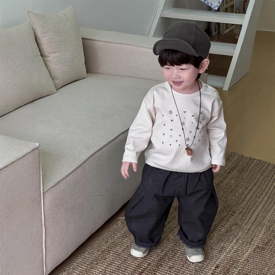 

Детский осенний наряд 2025 года в корейском стиле: Жилет, Толстовка для мальчиков и Повседневные брюки, комплект 100 CM