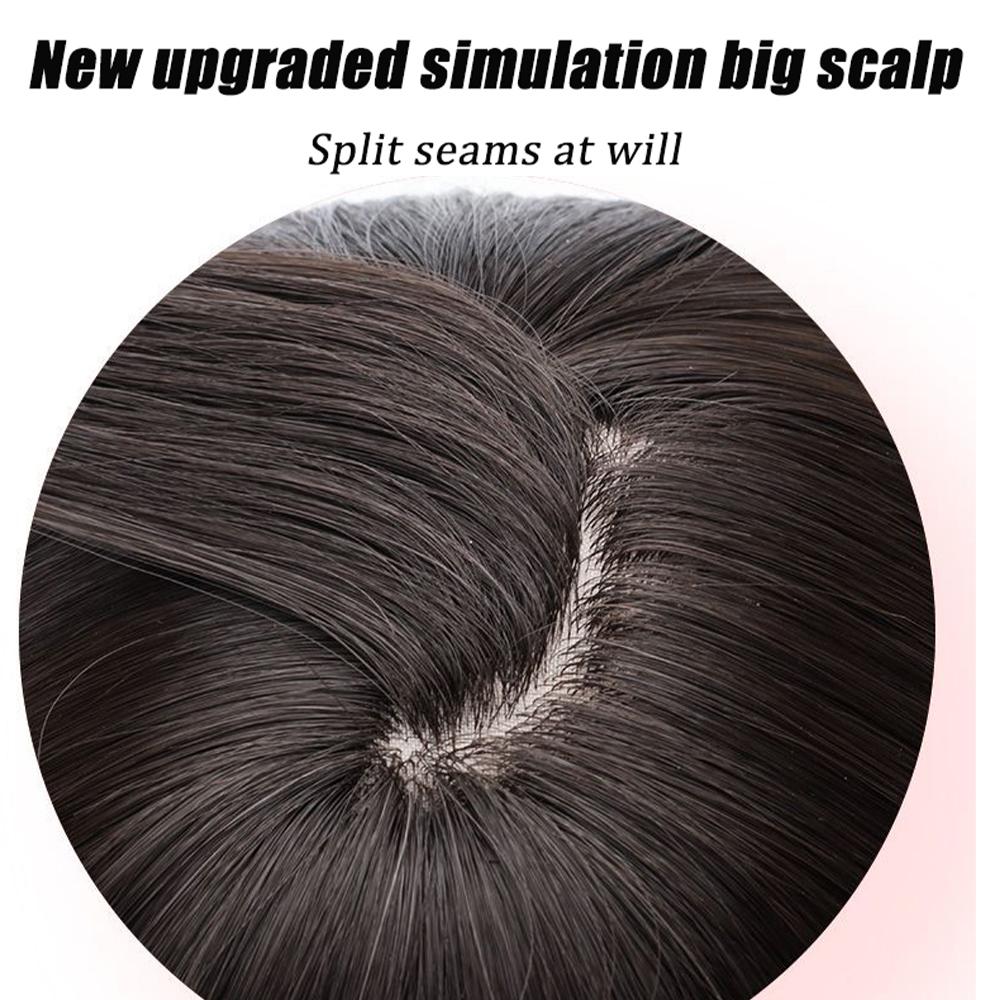 10x13CM Peruca Simulação Cabelo Cabeça Bloco de Reposição de Cabelo Feminino Natural Leve Respirável Cobrir Cabelos Grisalhos Sem Traço Fofo