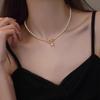 Shijia Extremely Fine Bead OT Buckle Necklace Women's Light Luxury Niche Highlight Glass Imitation Pearl Clavicle Chain Temperament Neck Chain