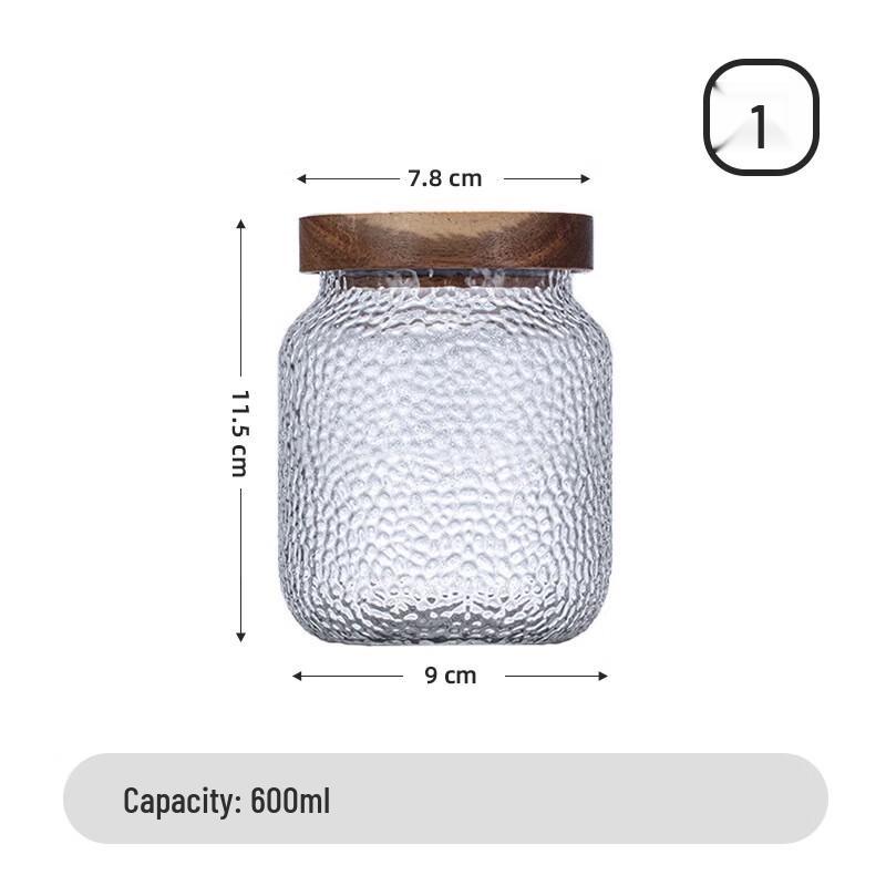 Hammered Glass Storage Jar with Acacia Wood Lid
