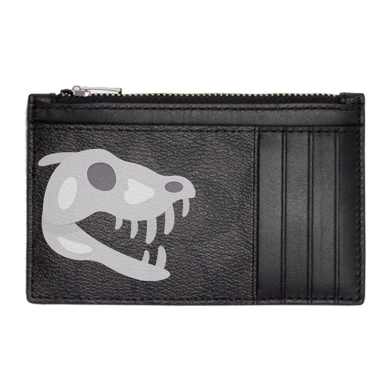 

COACH card holder [Customized bag] Case 13 Hand-painted colorful Velociraptor Presbyopic canvas with leather Fossil basic package (bag + dust bag) чорний