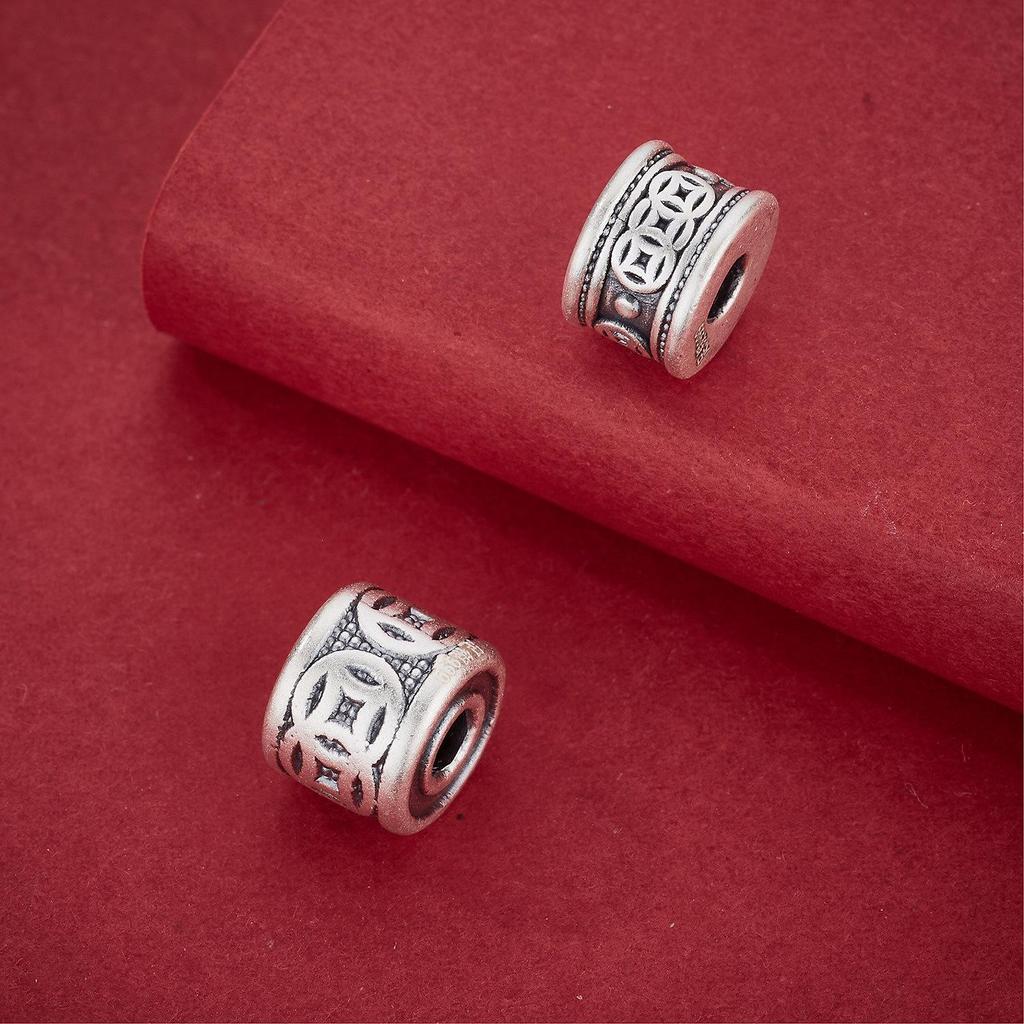 999 Sterling Silver Copper Coin Spacer Beads: Auspicious Clouds for DIY Stringing, Beading, and Handmade Silver Accessories