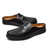 Fashion Genuine Leather Mens Muller Shoes Lightweight Male Half Drag Breath Casual Shoes Soft Sole Slip-on Slippers Business Moccasins