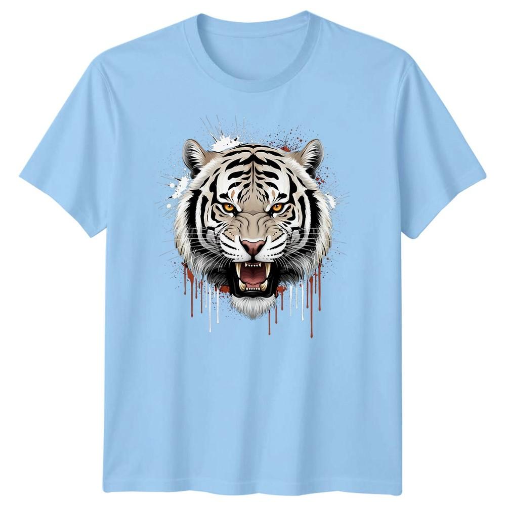 White Tiger Head Big Cats Animals Unisexs Tshirt Roaring Graphic Tee S