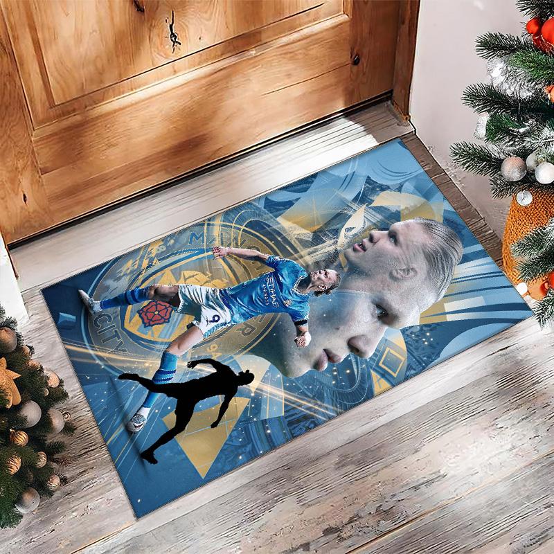 Erling Haaland Calcio Football Pattern Tappeto Morbido per Area Tappeto per Pavimento Interno Antiscivolo Tappetino Decorazione Sportiva per Camera da Letto