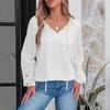 2025Temu New, Solid Color, Hollow Lace Sleeves, Casual Women's Top