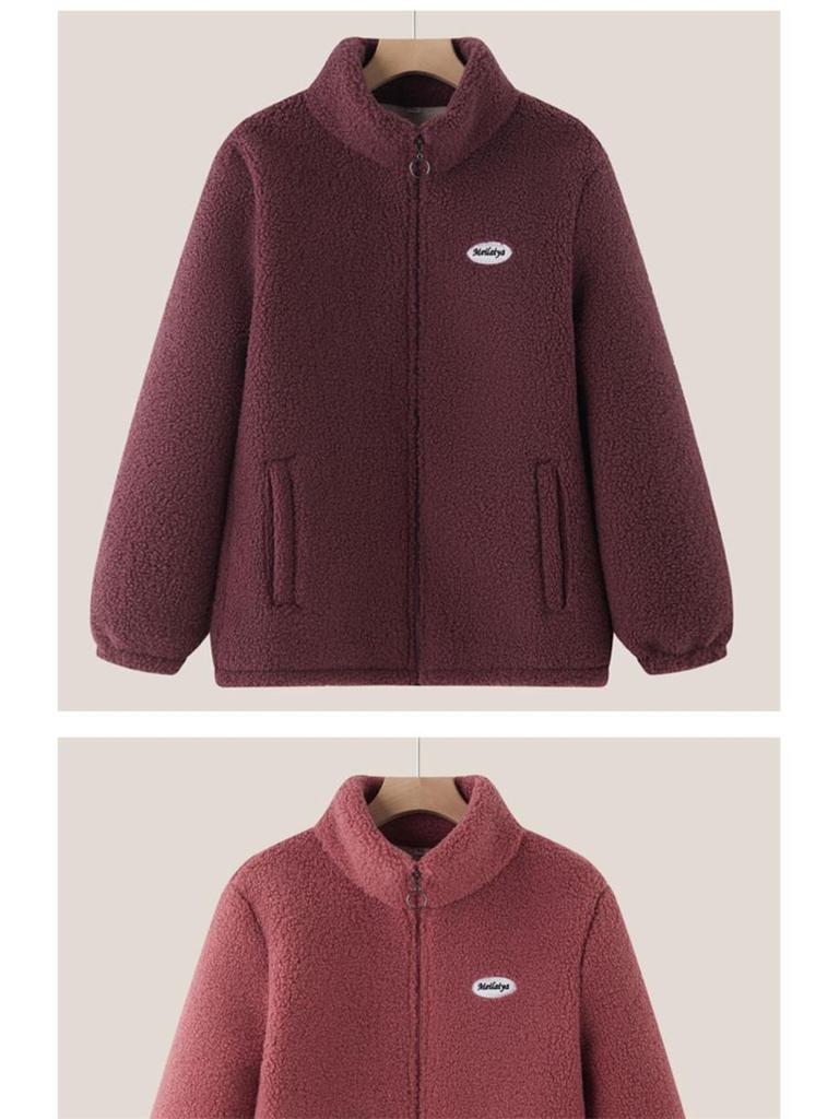 Autumn/Winter Cotton Padded Fleece Jacket for Middle-Aged & Elderly: Cozy Lamb Wool Coat for Grandparents