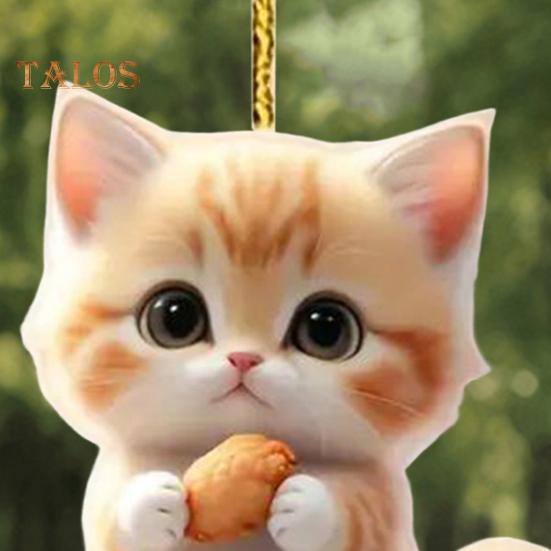 Cat Pendant Car Rearview Mirror Charm Acrylic Kitten Car Interior Decoration Christmas Tree Hanging Decoration for Home Window