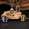 Versatile Design S925 Sterling Silver Inlaid With Natural Amethyst Necklace Femininity Sugar Cube Pendant