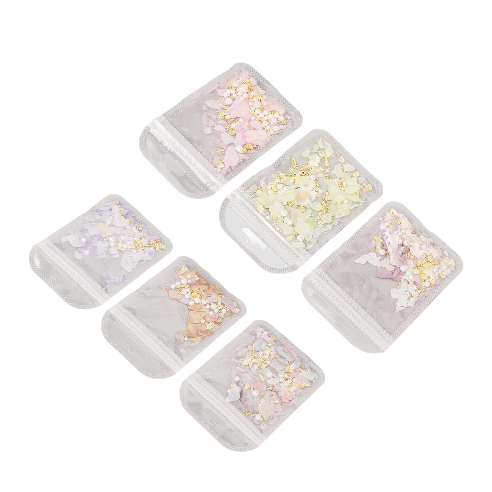 

6pcs Nail Art Decoration Set Colorful Glitter Seashell Fragments Nail Art Decoration Kit for Manicure