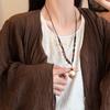 Wood bead raffia flower pendant necklace exquisite niche design temperament versatile high sense fashion personalized earrings