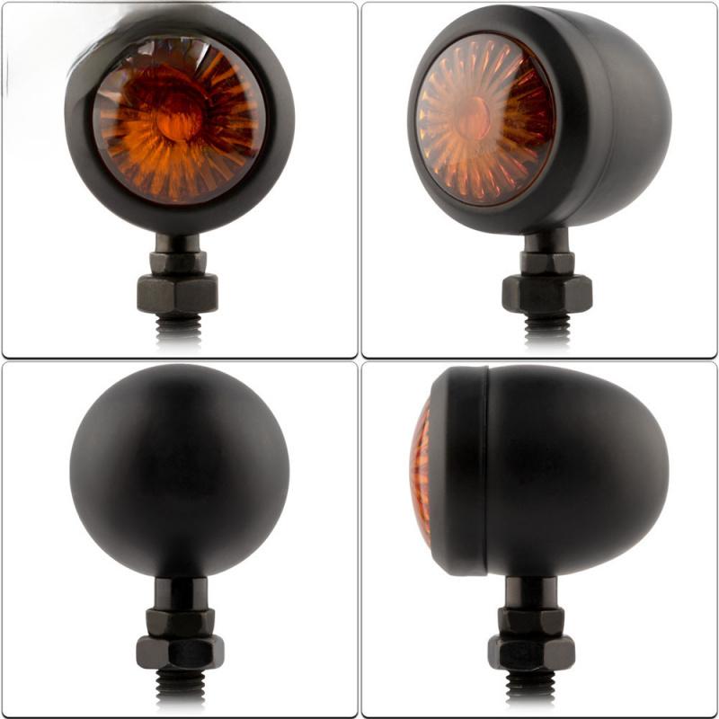 2PCS Vintage Motorcycle Accessories Modified Turn Signal Light SingleWire Mini Round Rear Indicator Metal