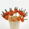 100pcs Natural Material Halloween Pumpkin Bamboo Skewers Cocktail Sticks  Thanksgiving