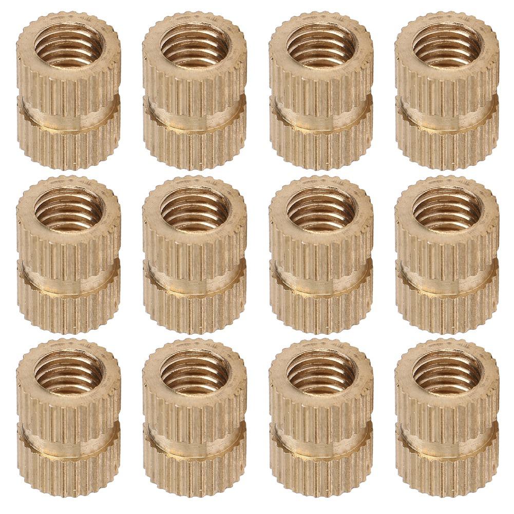 100Pcs Knurl Insert Nut Brass Double Pass Embedded Fastener HandMade Accessories M6x10x8