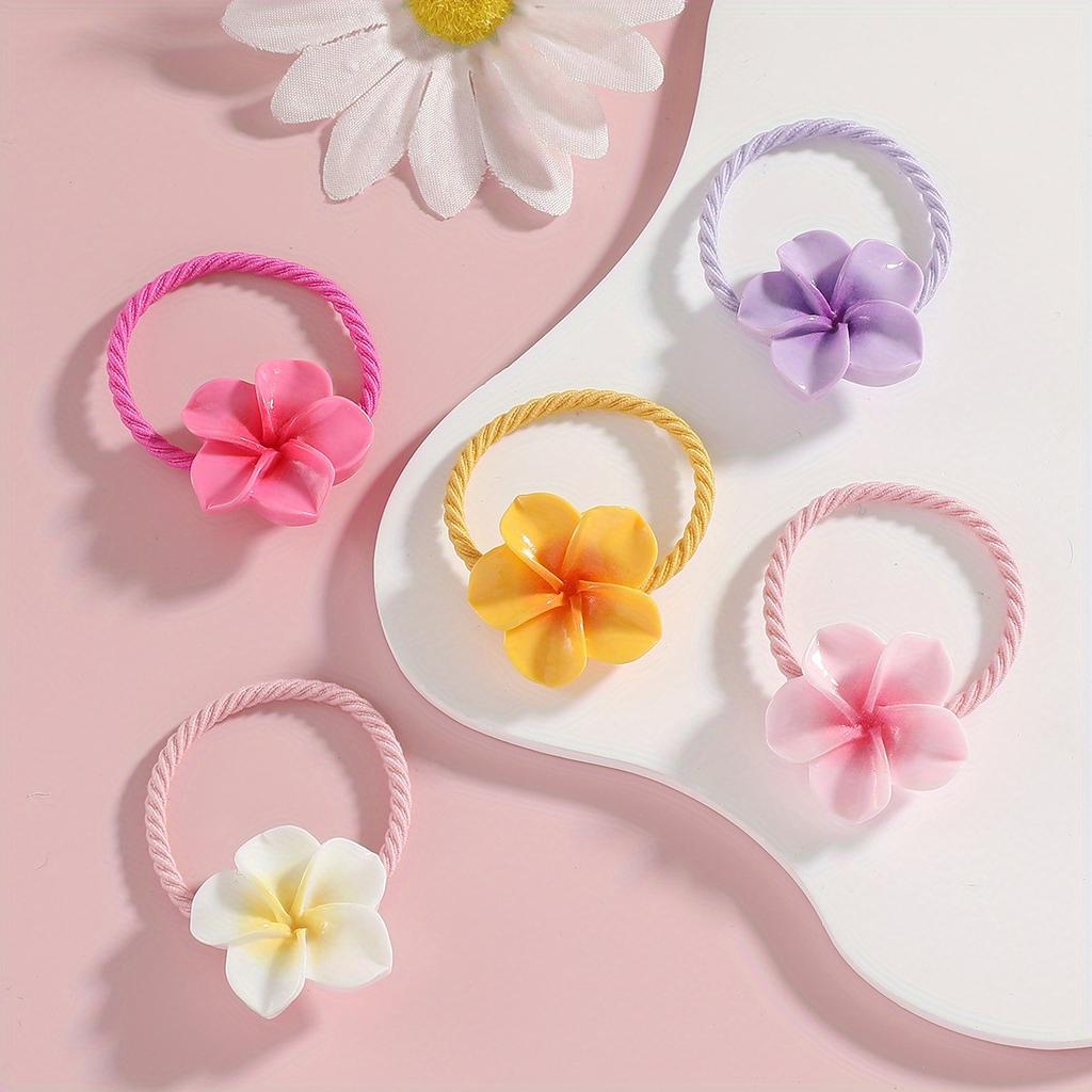 2pcs Fashion Flower Hair Ties Sports Style Resin Floral Hair Bands for Girls Versatile Headwear for Parties and Festivals