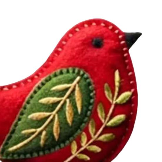 Handgefertigter Filzvogel-Schmuck, Vintage-Stickerei Vogel Hängedekoration, Handgefertigter Bunter Vogel Weihnachtsbaumschmuck