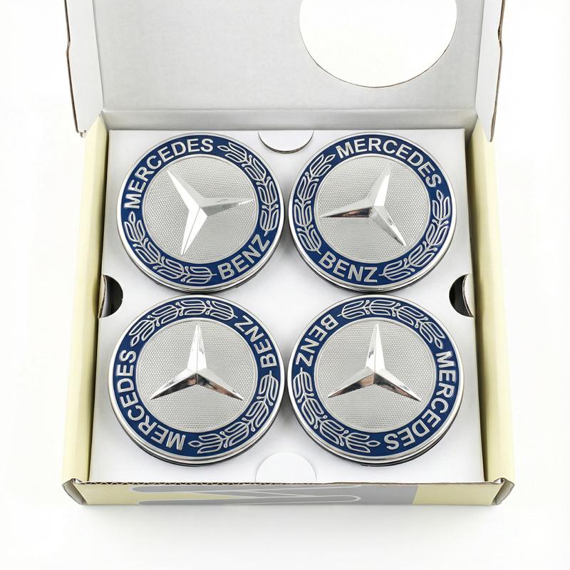 

4PCS 75mm Car Floating Wheel Center Hub Caps Cover Mercedes amg Apple Tree w204 w211 w205 W212 w203 w213 w124 car accessories синій