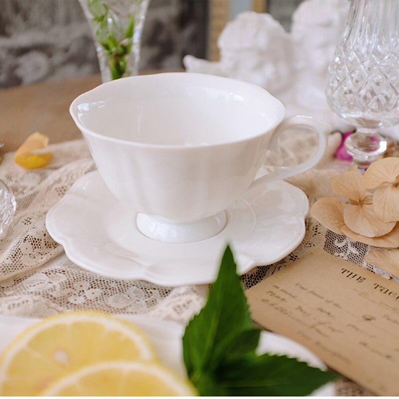 French Retro - Creative Relief Ceramic Coffee Cups Set White Afternoon Tea and Pot Set Ceramic Xicaras Houseware BD50