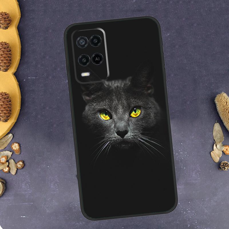 Black Cat Staring Eye Phone Case For Oppo A78 A38 A58 A74 A15 A80 A60 A40 A94 A54 A98 A18 A16 A76 A96 A17 A77 A57S