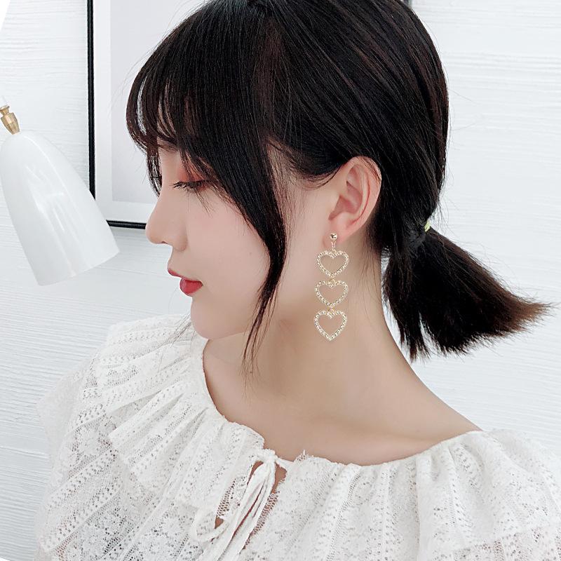 Asymmetrical Heart Rhinestone & Pearl Stud Earrings - 925 Sterling Silver Needle, Korean Style Fashion for Women