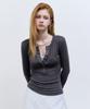 Nigaennikol Button Henley Neck Top_Charcoal
