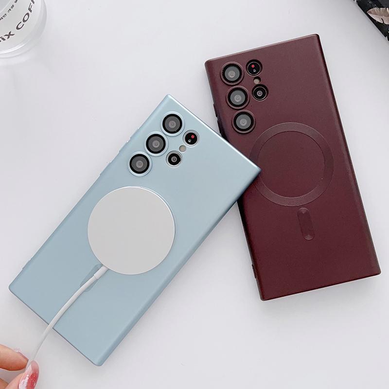 Für Magsafe Weiche Silikonhülle Für Samsung Galaxy S24 S23 S22 S21 S20 Ultra Plus S23 S21 FE Telefon Mit Kameraobjektiv Vollständige Abdeckungen