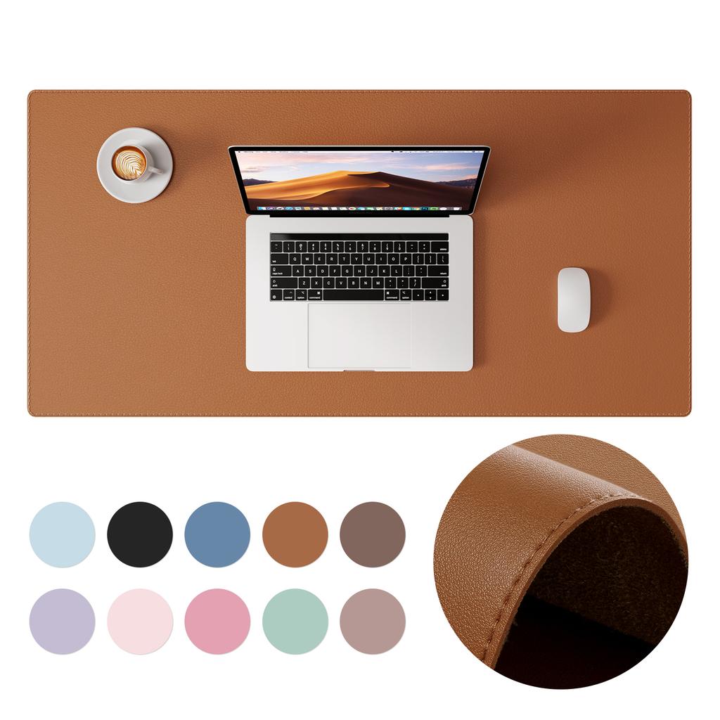 Desk Pad Protector, Mouse Pad, Desk Mat, Non-Slip with Stitched Edges PU Leather Desk Blotter for Home School
