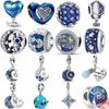 Copper Starry Sky Galaxy Blue Series Diy Fine Bead Fit Original Pendant Charms Women Bracelet Necklace Diy Jewelry