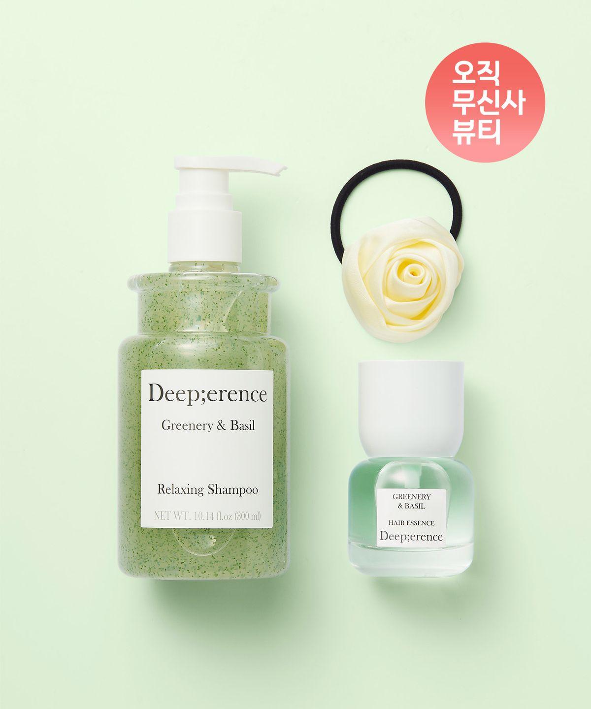[Greenery & Basil Line] Perfume Hair Shampoo 300ml + Perfume Hair Essence 30ml + Rose Hair Tie