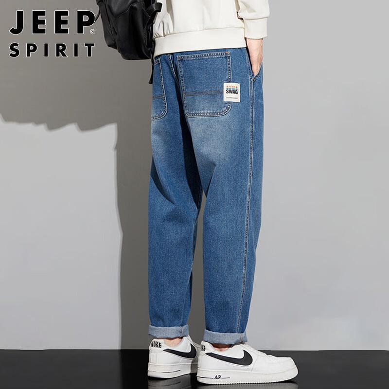 JEEP SPIRIT Men's Loose Fit Washed Retro Jeans