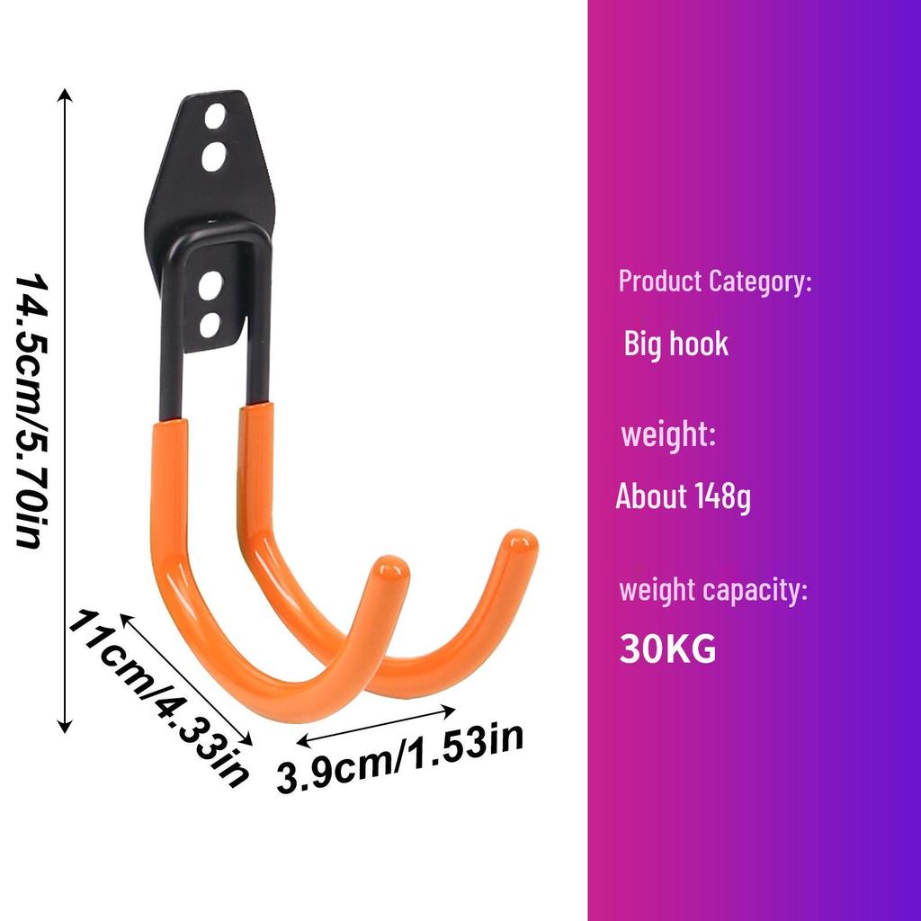 Garage Wall Mount Hooks for Tools, Bicycles, Skateboards, Ladders, and More