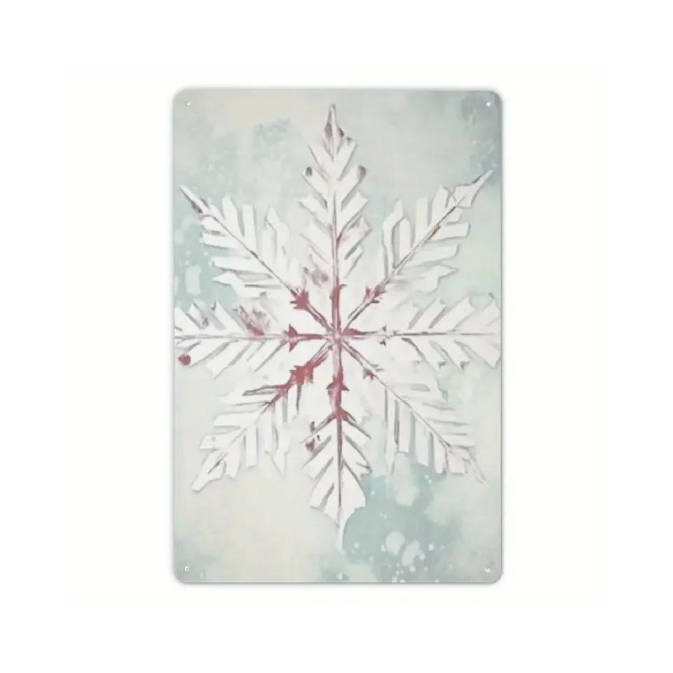 Vintage Christmas Metal Wall Decoration, Holiday Sticker Sign