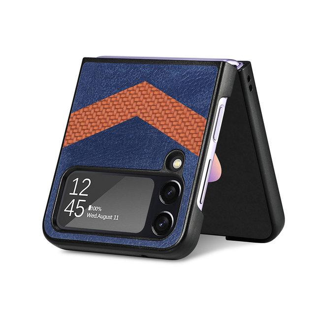 Hybride Farbe Leder Schutz Faltetui Für Samsung Galaxy Z Flip 4 5g Flip4 Anti-Drop Mattes Gefühl Zflip4 Funda