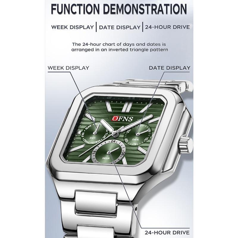OFNS Fashion Men's Quartz Watch Elegant Clock Calendar Luminous Wristwatch Business Casual Watches