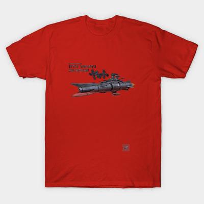 Men Black Print T-shirt 17Th Yamato Space Battleship No-Cut Transfer Paper Print Cotton Tshirt