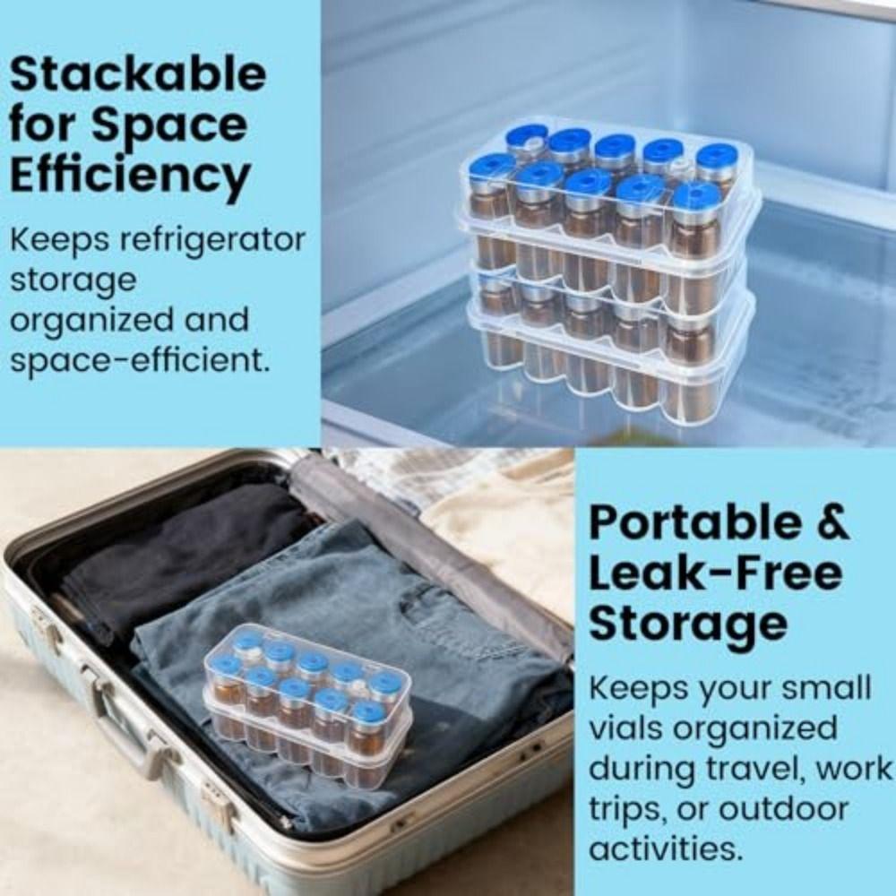 Stohovatelný úložný box na mikrotubičky 10 přihrádek Box na mrazicí zkumavky Pouzdro na vialky Organizér do lednice