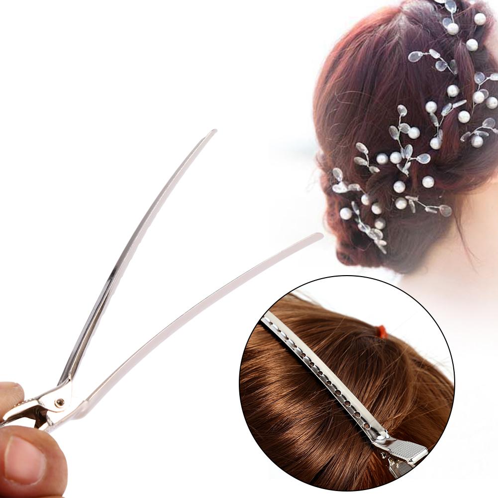 10Pcs/Set Silver Professional Prong Alligator Hair Clips Duck Mouth Hairdressing Metal