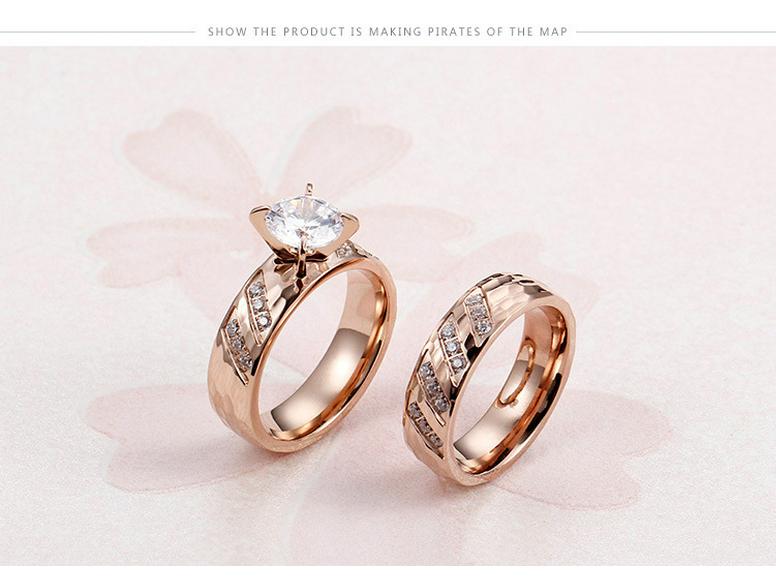 Kalon Japanese-Korean Minimalist Titanium Steel Couple Rings - 18K Gold Textured Diamond Wedding Bands