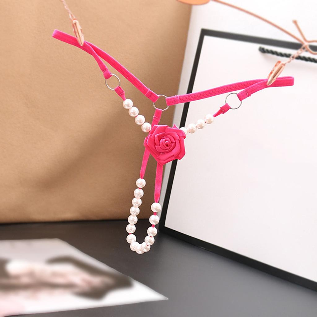 Sexy String Underwear Women Crotchless Flower Panties G String Lady T-Back Thong Transparent Lingerie With Pearls Panties New